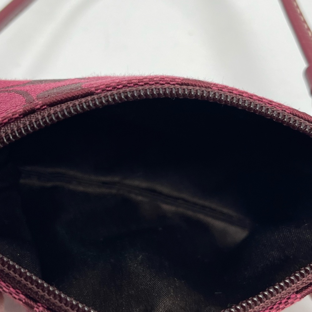Coach Bag Womens Small Wristlet Red Burgundy Wine Signature Wallet Change Purse - Picture 5 of 7